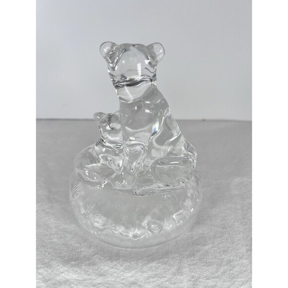 Vintage Lioness and Cub Figurine Royal Lead Crystal Rock Art Deco Italian Glass - Picture 4 of 9